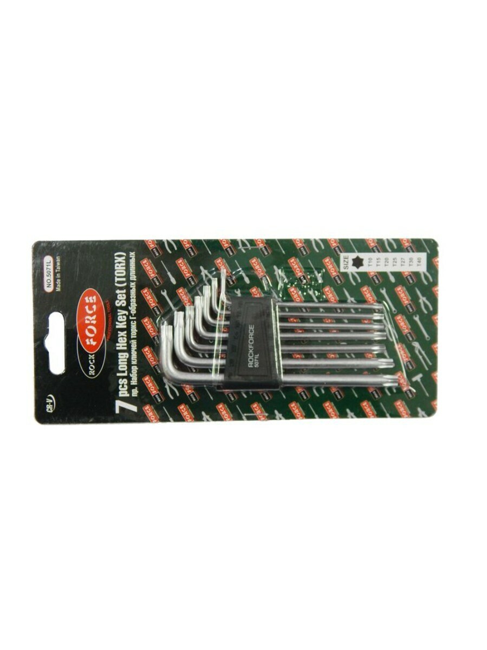 Набор ключей TORX Г-образных длинных, 7пр.(Т10,Т15,Т20,Т25,Т27,Т30,Т40) в пластиковом держателе RockForce##Rock FORCE RF-5071L