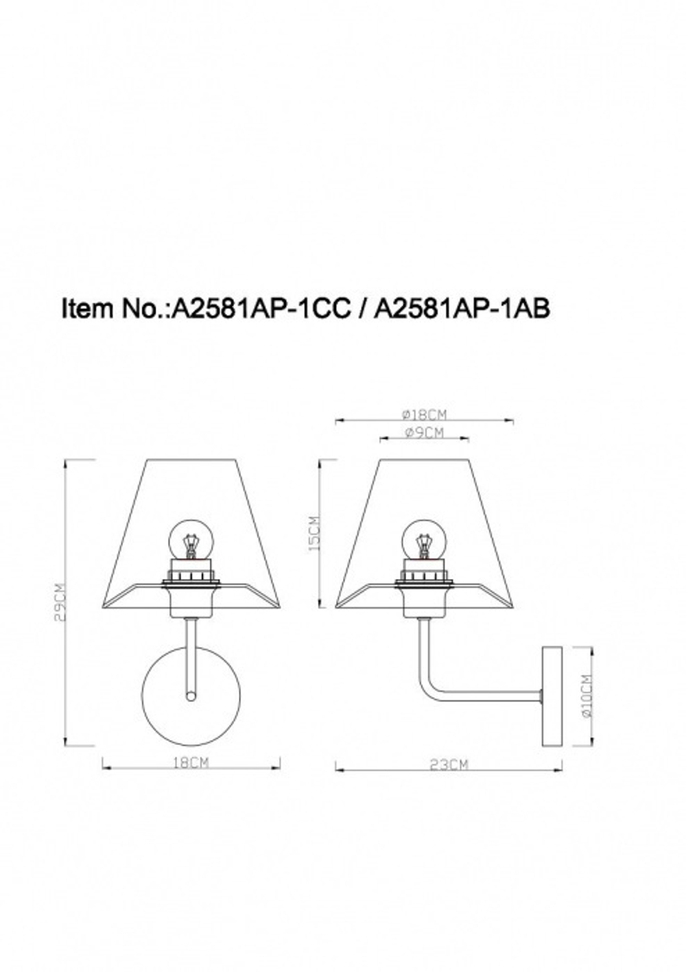 Настенный светильник Arte Lamp Elba A2581AP-1AB