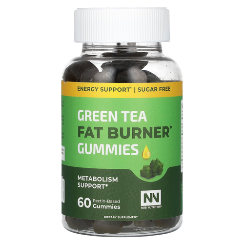 Nobi Nutrition, Жиросжигающие жевательные таблетки с зеленым чаем, 60 жевательных таблеток на основе пектина