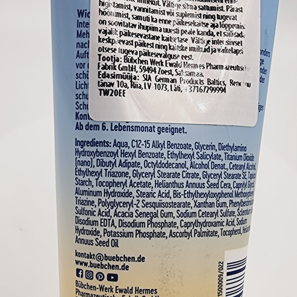 Bubchen Солнцезащитное детское молочко Sonnen lotion для чувствительной кожи 50+,100 мл (из Финляндии)