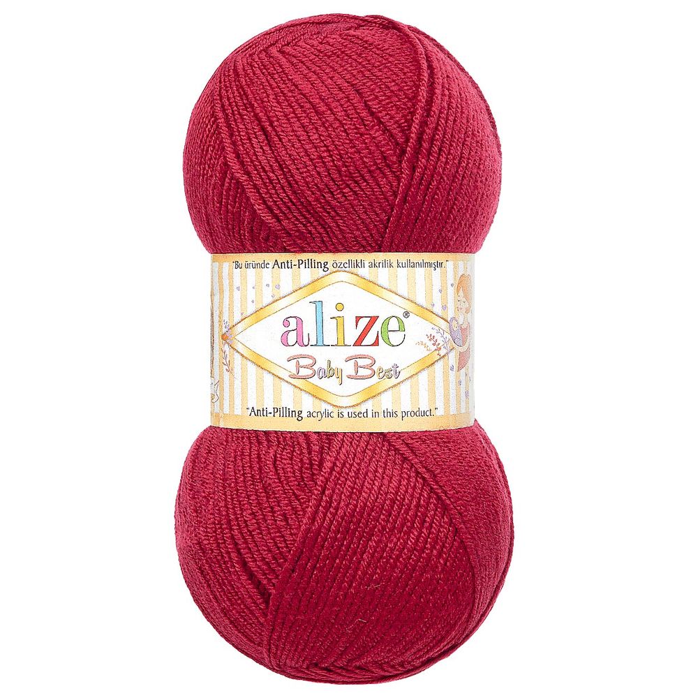 Пряжа Alize (Ализе) Baby Best / уп.5 мот. по 100 г, 240м, 390 вишневый A
