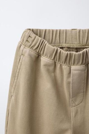 ZARA ОДНОТОННЫЕ БРЮКИ-ДЖОГГЕРЫ, ПЕСОЧНЫЙ