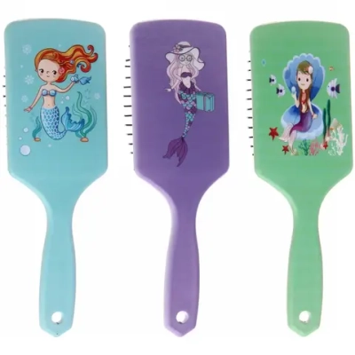 Расчёска массажная «Secret of beauty- Русалочка», микс 3 цвета, прямоуг., 23,5*7,5 см