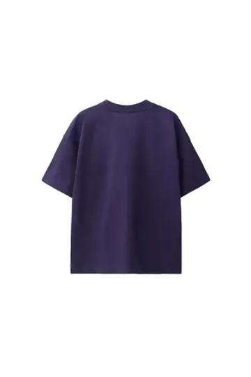 ZARA БАЗОВАЯ ОДНОТОННАЯ ФУТБОЛКА, ТЕМНО-СЛИВОВЫЙ