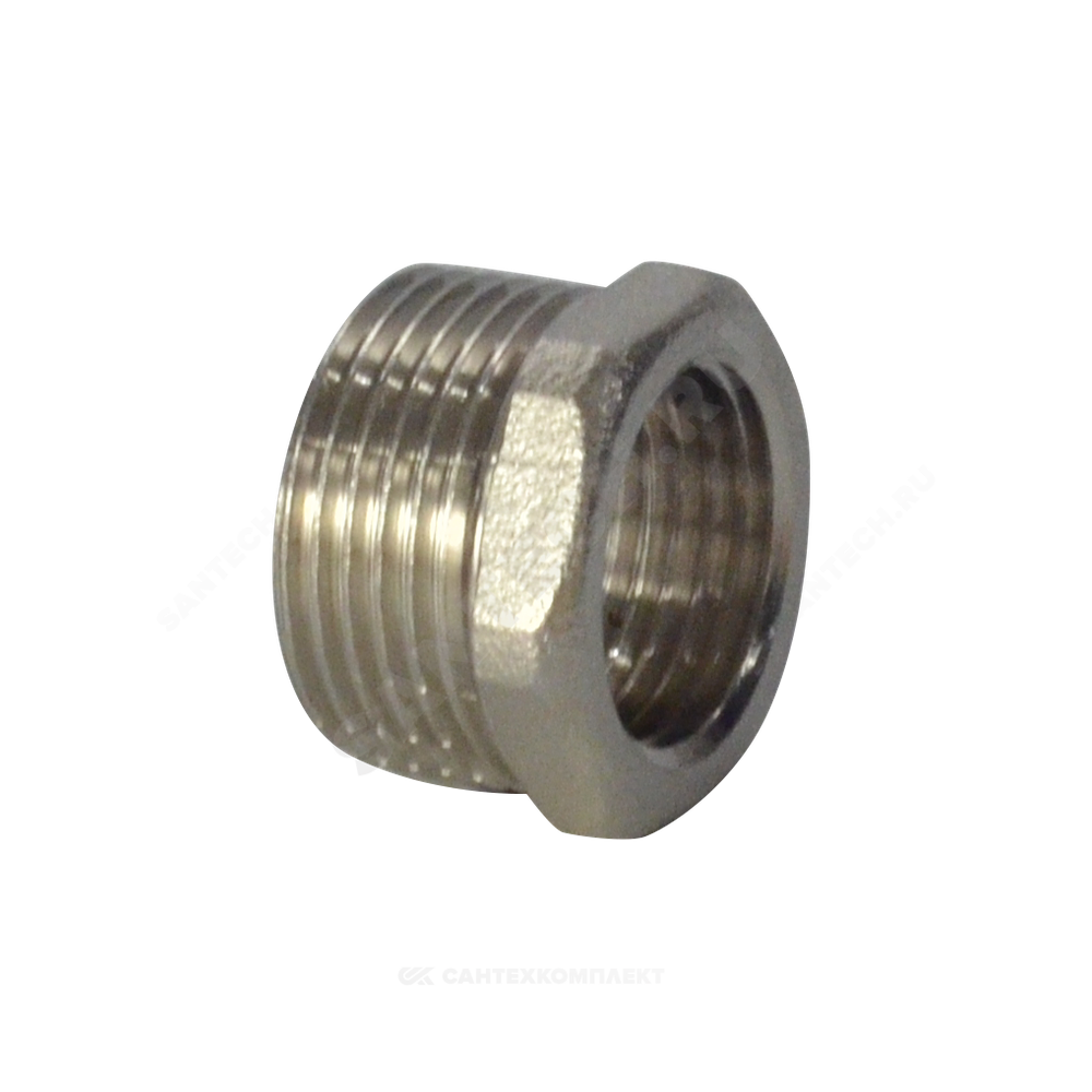 Футорка латунь никель Ду 15х10 (1/2"х3/8") НР/ВР RTP (РосТурПласт) 25121