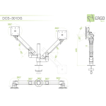 ErgoFount DCS-301DG Шарнирное настольное крепление для 2 мониторов диагональю до 27'' с газово-пружинным амортизатором и струбциной к столу типа "G". Цвет - серебристый