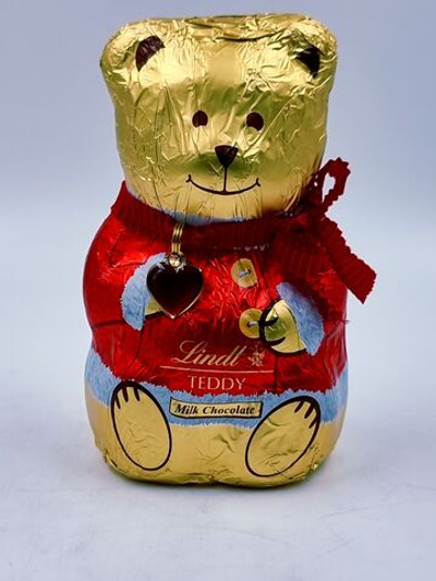 Lindt Teddy Шоколад молочный в форме Мишки, красный/розовый 100 г 1 шт (Германия)