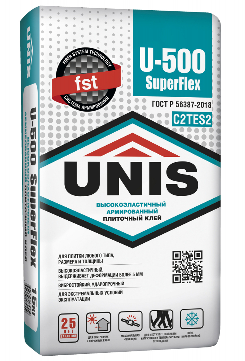 Клей UNIS U-500 UltraGEL С2ТЕS2 эластичный для керамогранита макси формата 20 кг (54шт/пал)