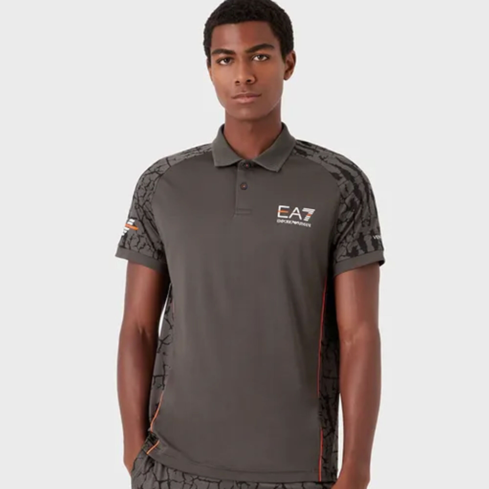 Мужское теннисное поло EA7 Polo Men - Anthracite, Orange