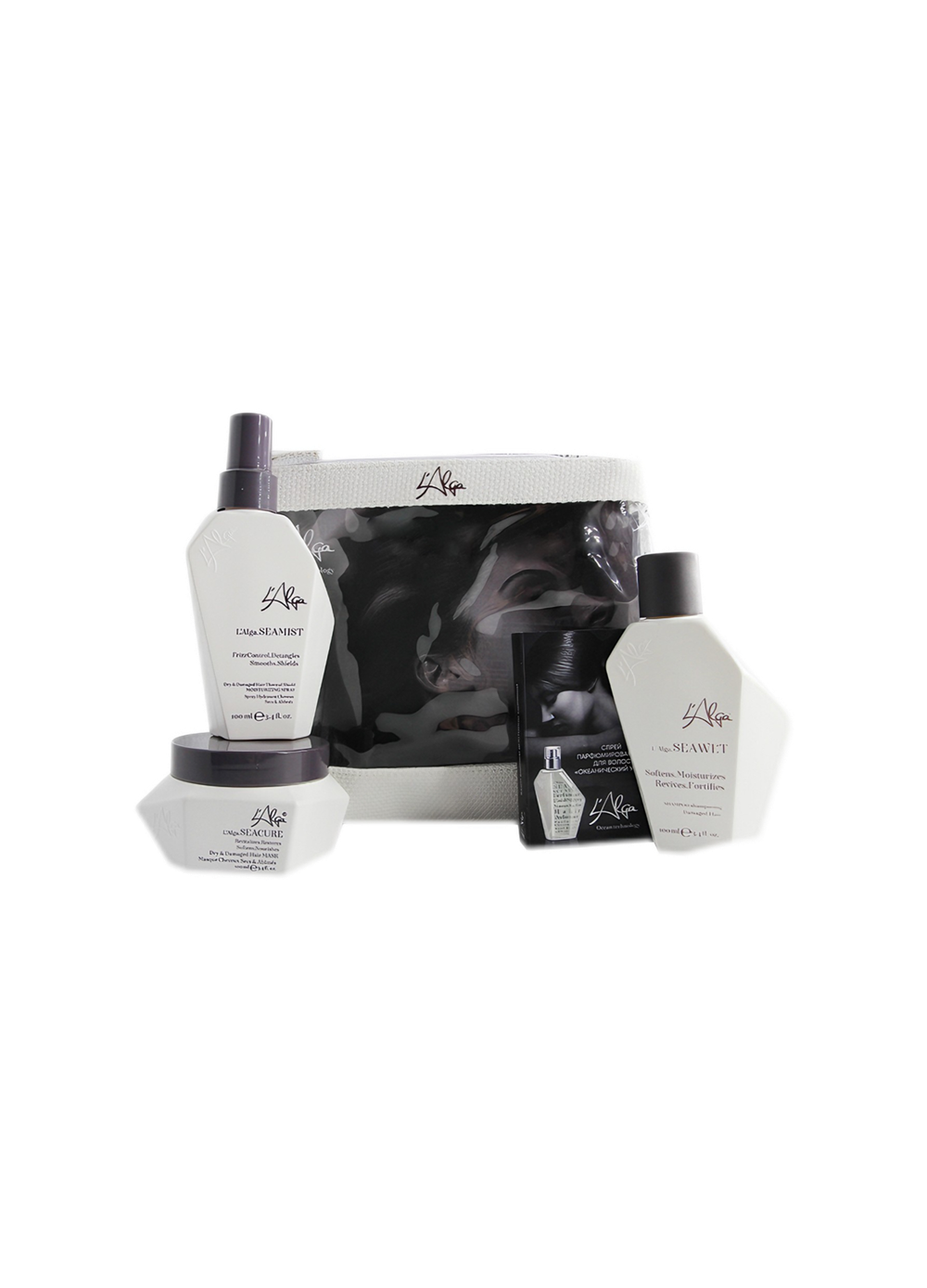 SEABREEZE BEAUTY BAG / Набор увлажнение и анти-стресс уход за волосами при укладке феном в косметичке