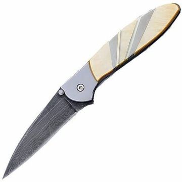 Складной нож Santa Fe Leek SF/DJS66 с клинком из стали Damascus Alabama, рукоять нерж.сталь