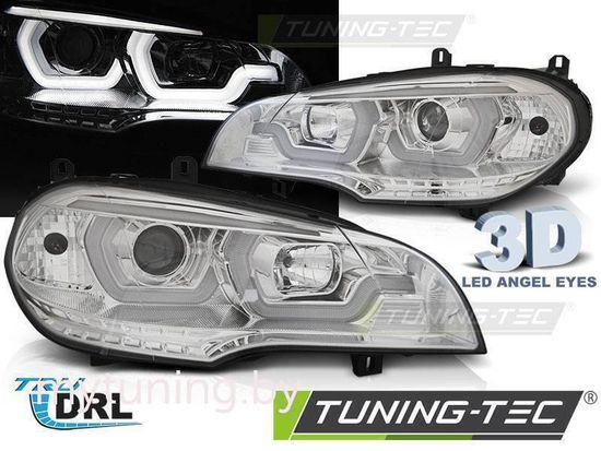Передние фары Tube Light для BMW X5 E70 (07-13) хромированная