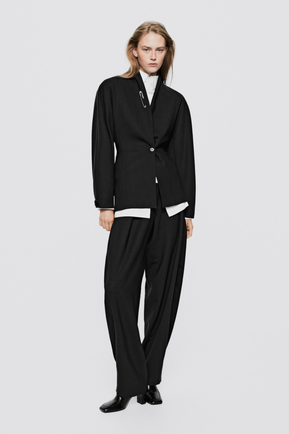 Massimo Dutti Куртка из 100% шерсти - Limited Edition, черный