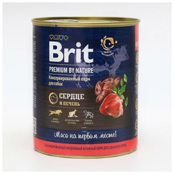Brit premium by nature консервы с сердцем и печенью для взрослых собак всех пород, 850г
