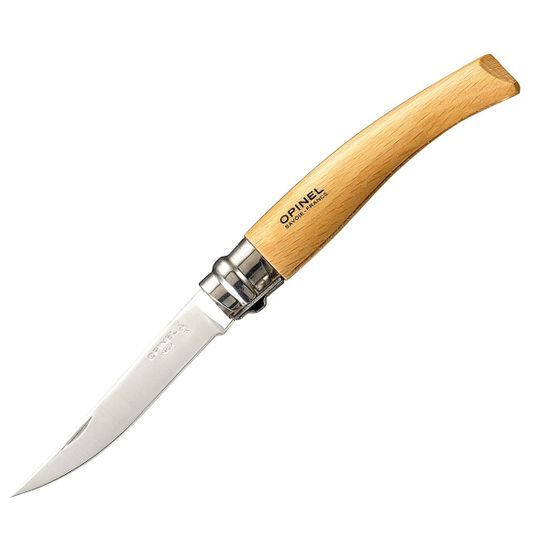 Складной нож филейный Opinel №8, нержавеющая сталь, рукоять из дерева бука c клинком из стали Sandvik™ 12С27, рукоять дерево (Бук)