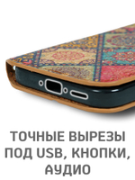 Дизайнерский чехол-книжка для SAMSUNG GALAXY A55 с отделом для наличных, 3 слотами для карт и подставкой