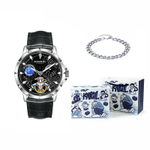 KANGOL Automatic Mechanical Movement Genuine Leather Strap Watch Men"s Watches Skeleton Dial