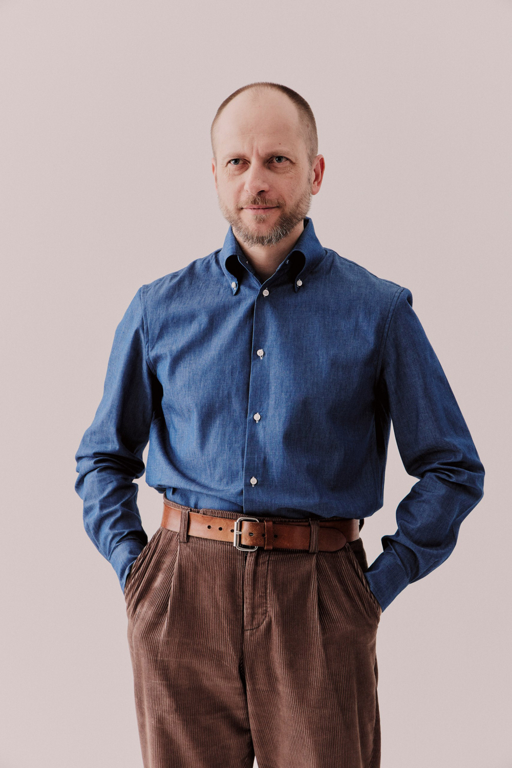Рубашка button-down (с воротником на пуговицах) из денима синяя