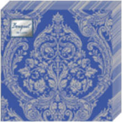 ROYAL СЕРЕБРО НА СИНЕМ Салфетки DE LUXE 24*24 ,3 слойные *15
