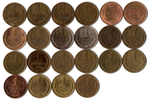 Набор 1 копейка СССР (22 шт без повторов) 1968-69, 72-74, 76-91 м,л №1