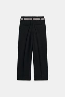 ZARA БРЮКИ С ОТВОРОТАМИ, ЧЕРНЫЙ