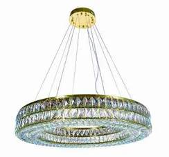 Люстра подвесная светодиодная NewRgy 2786E/88W GOLD+CLEAR, 88 Вт, золотая и прозрачная
