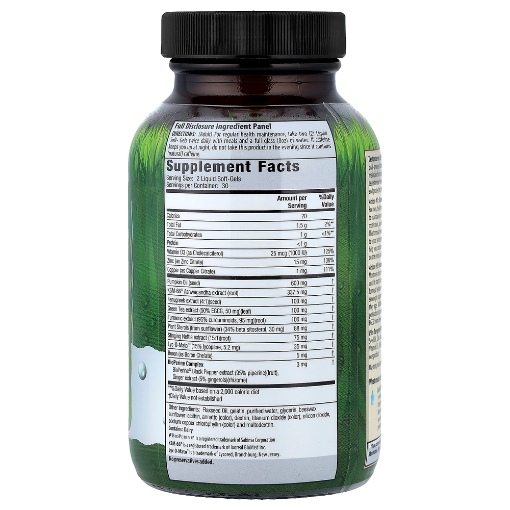 Irwin Naturals, Testosterone UP Prostate Defense™, двойное действие, 60 желатиновых капсул