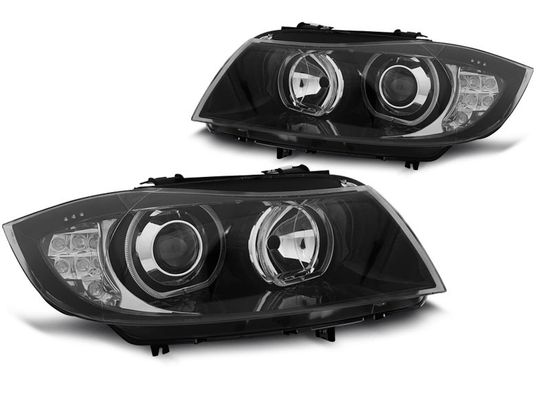 Передние фары Angel Eyes для BMW 3 E90 / E91 (05-11) Black