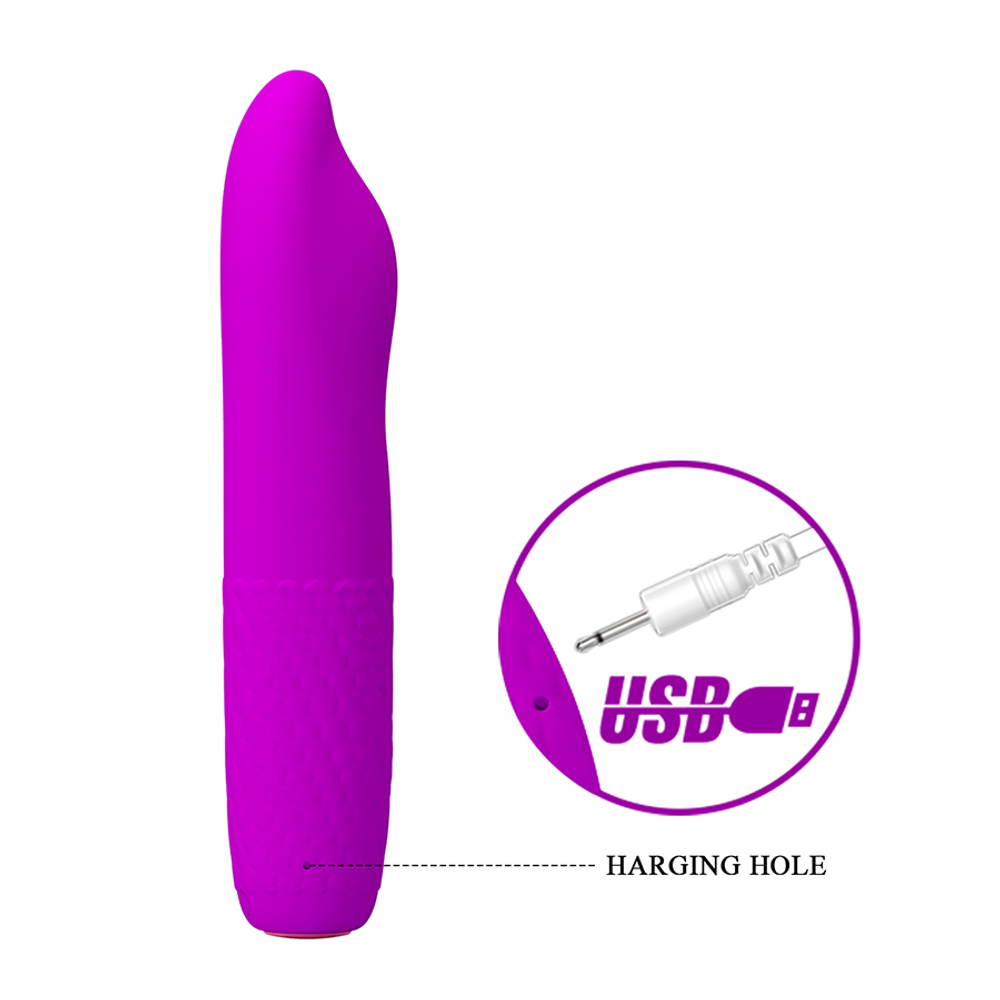 Лиловый вибратор-ротатор 16см Pretty Love Classic Silicone Rechargeable Rotating Vibrator Burke BI-014584X