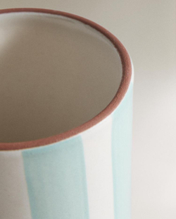 ZARA HOME СТАКАН ДЛЯ ЗУБНЫХ ЩЕТОК ИЗ КЕРАМИКИ В ПОЛОСКУ, СИНИЙ