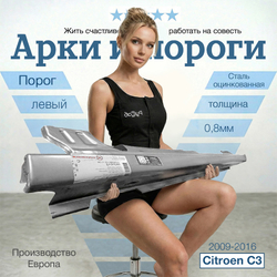 Порог левый Citroen C3 2009-2016 (Klokkerholm)