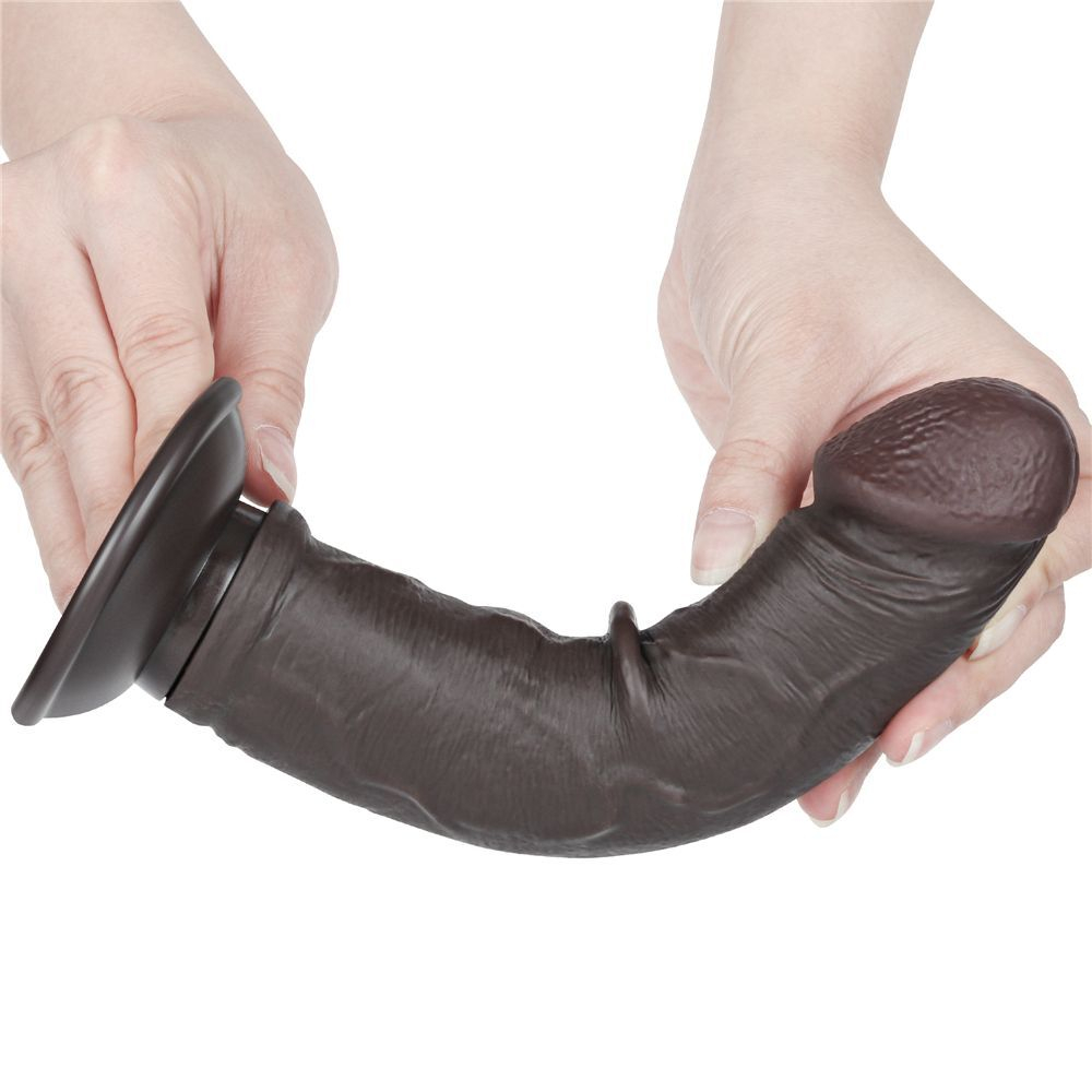 Коричневый фаллоимитатор 8 Sliding Skin Dual Layer Dong - 20 см. (Цвет: коричневый)