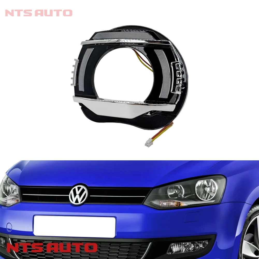 Набор для установки линз в фары Volkswagen Polo V (2009 - 2015 г.в.) (Черная с ДХО)