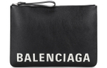 Balenciaga Leather Document Bag Clutch Men"s Black White