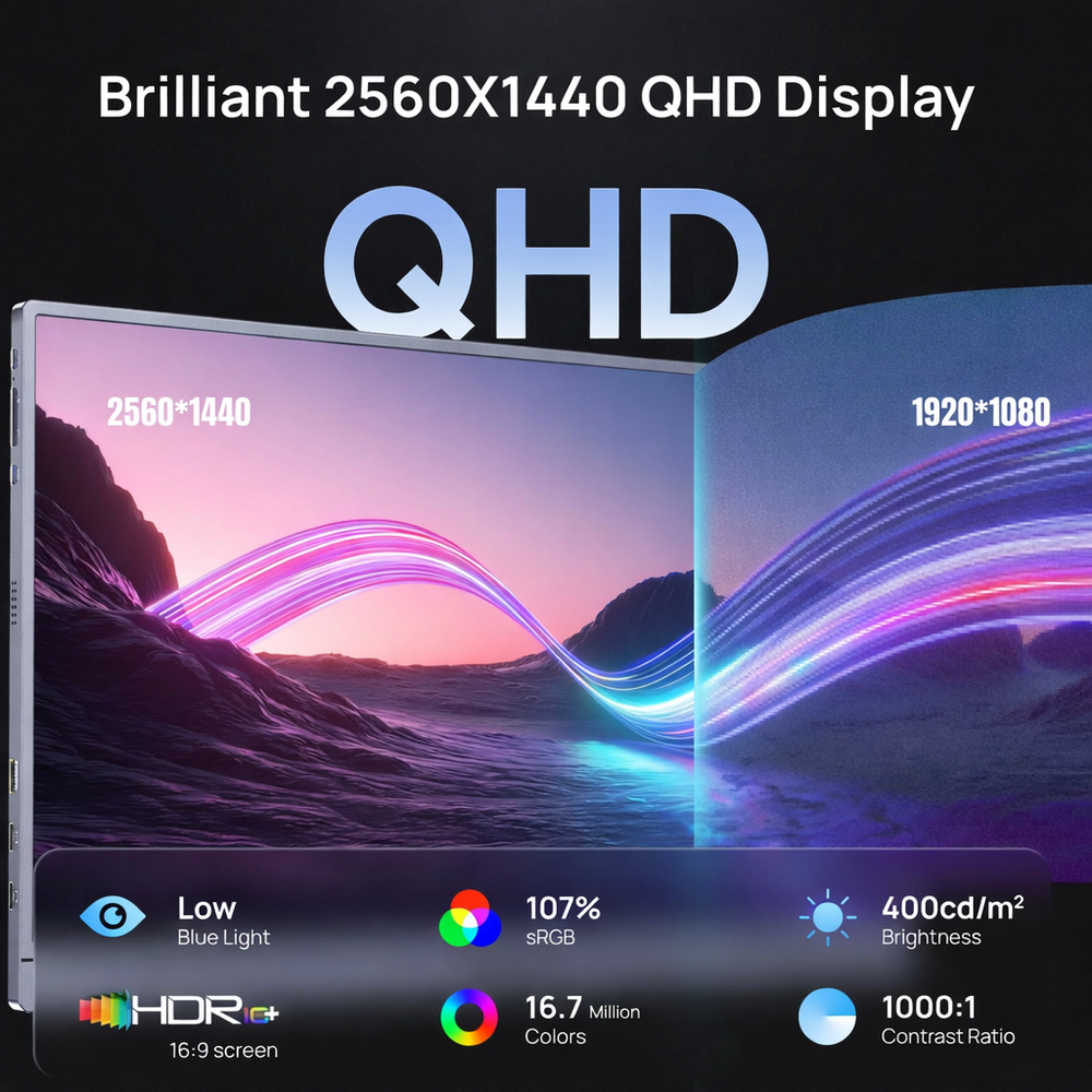 16.1" Портативный монитор ARZOPA 2K IPS 2560x1440, 180 Гц