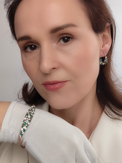 Подвеска на цепочке Россыпь из зеленых камней Swarovski