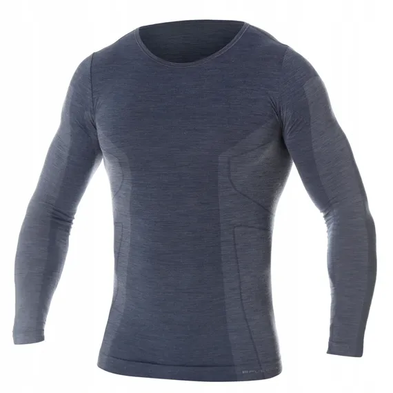 Термобелье мужская рубашка BRUBECK Comfort Wool LS11600 темный джинс