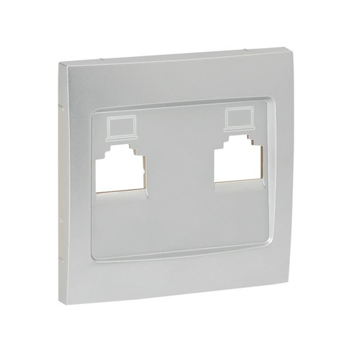 Валенсия лицевая панель розетки RJ-45 2-местная сталь EKF PROxima esk02-l-035-30