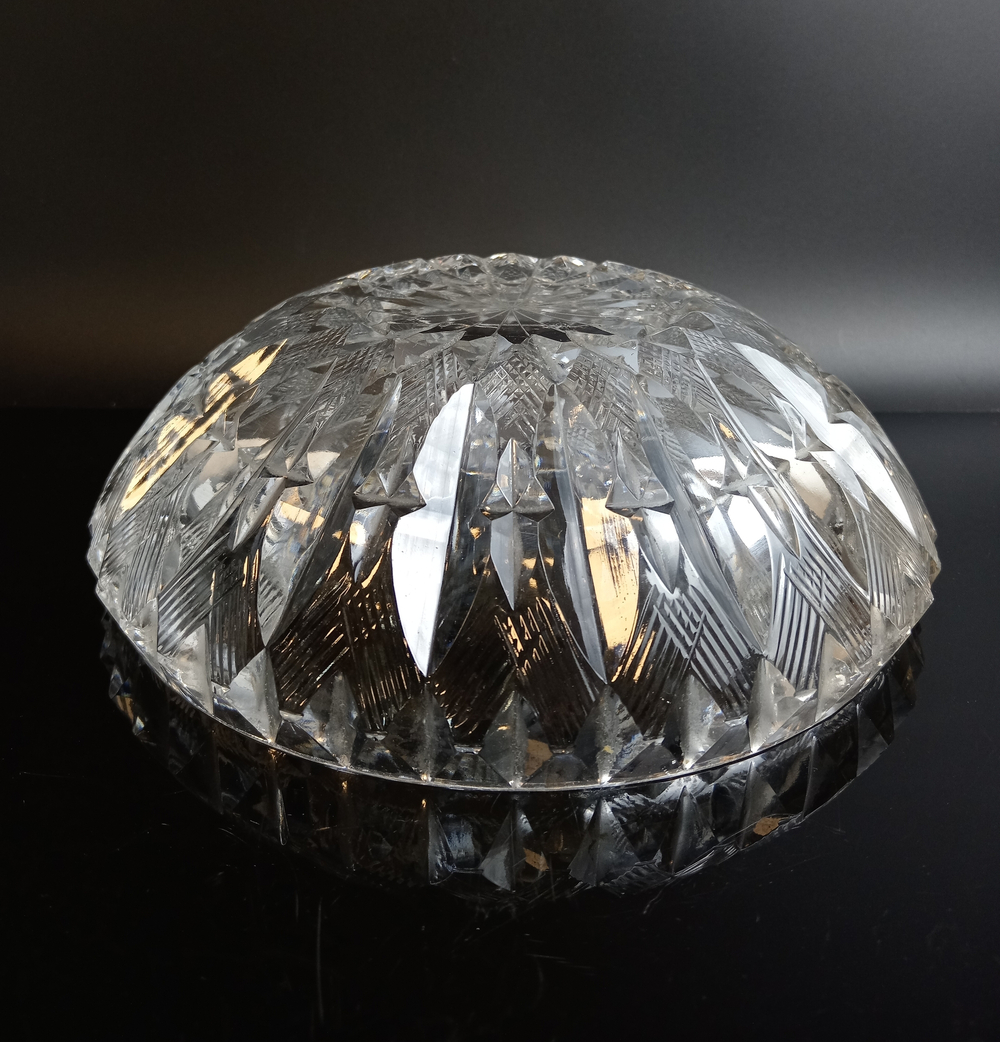 Фруктовница с рельефным декором, изящные грани, стекло, СССР, 1970-1990 гг