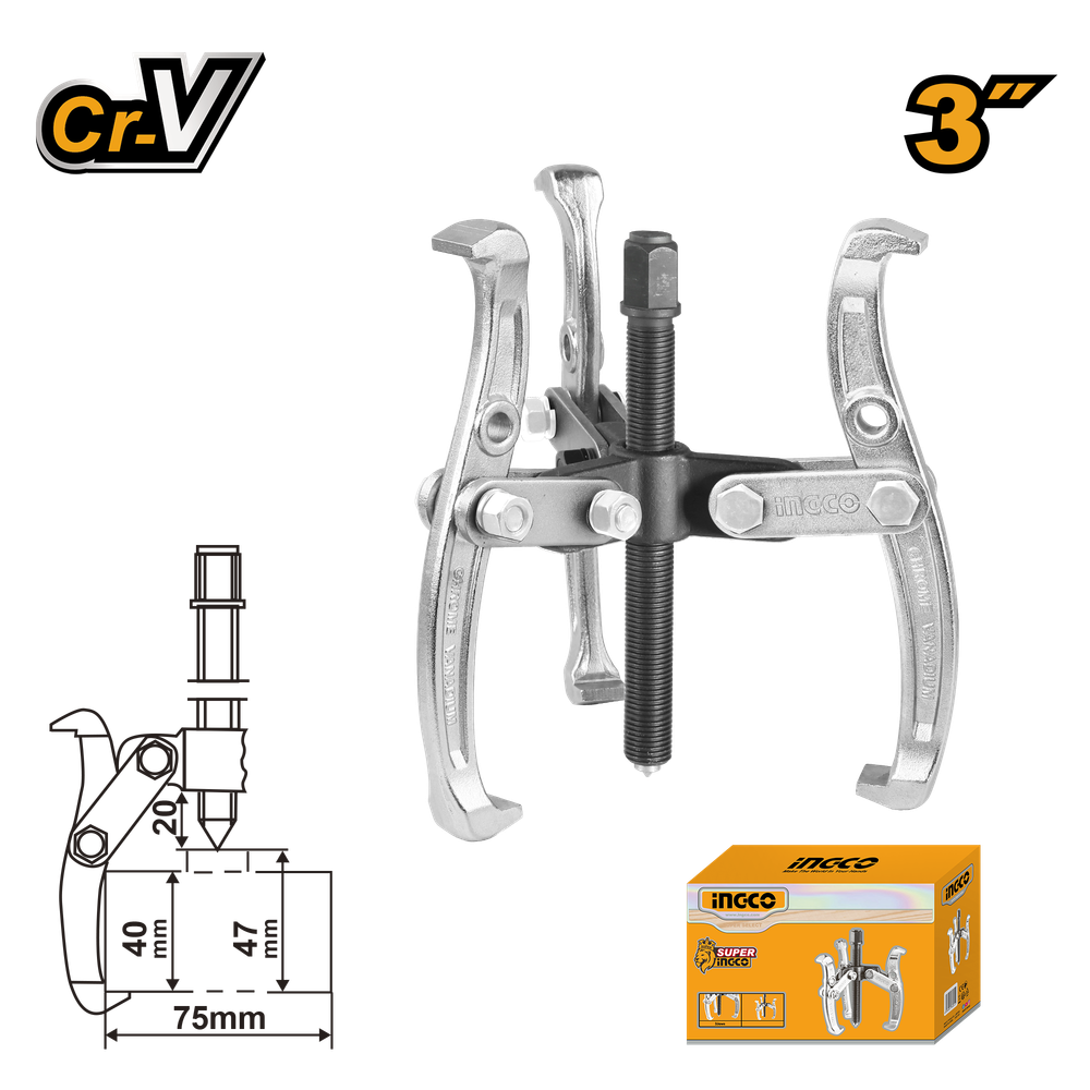 Съемник с тремя захватами INGCO HGP08033 INDUSTRIAL 3" Съемник с тремя захватами INGCO HGP08033 INDUSTRIAL 3"