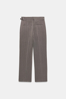 ZARA БРЮКИ В ПОЛОСКУ С ЗАЩИПАМИ — ZW COLLECTION, СЕРЫЙ МЕЛАНЖ