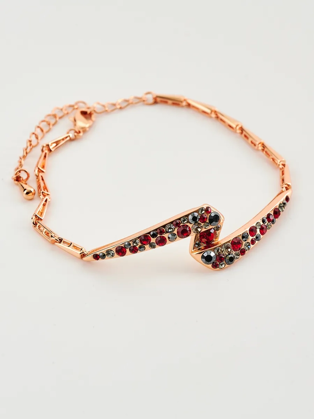 Браслет Молния с красно-серыми кристаллами Swarovski