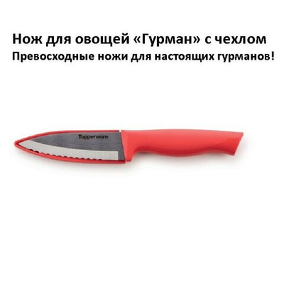 Нож для овощей Гурман с чехлом коралловый