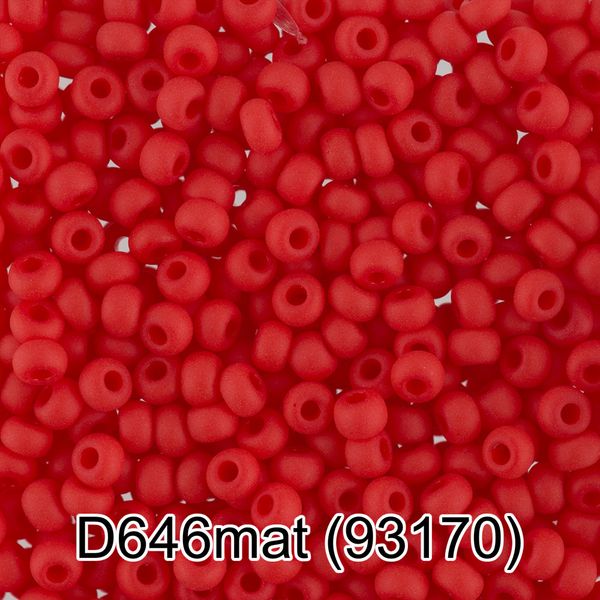 Бисер Gamma 10/0 (2.3 мм), 50 г (10х5 г), 1-й сорт D646mat красный мат, 93170, круглый 4