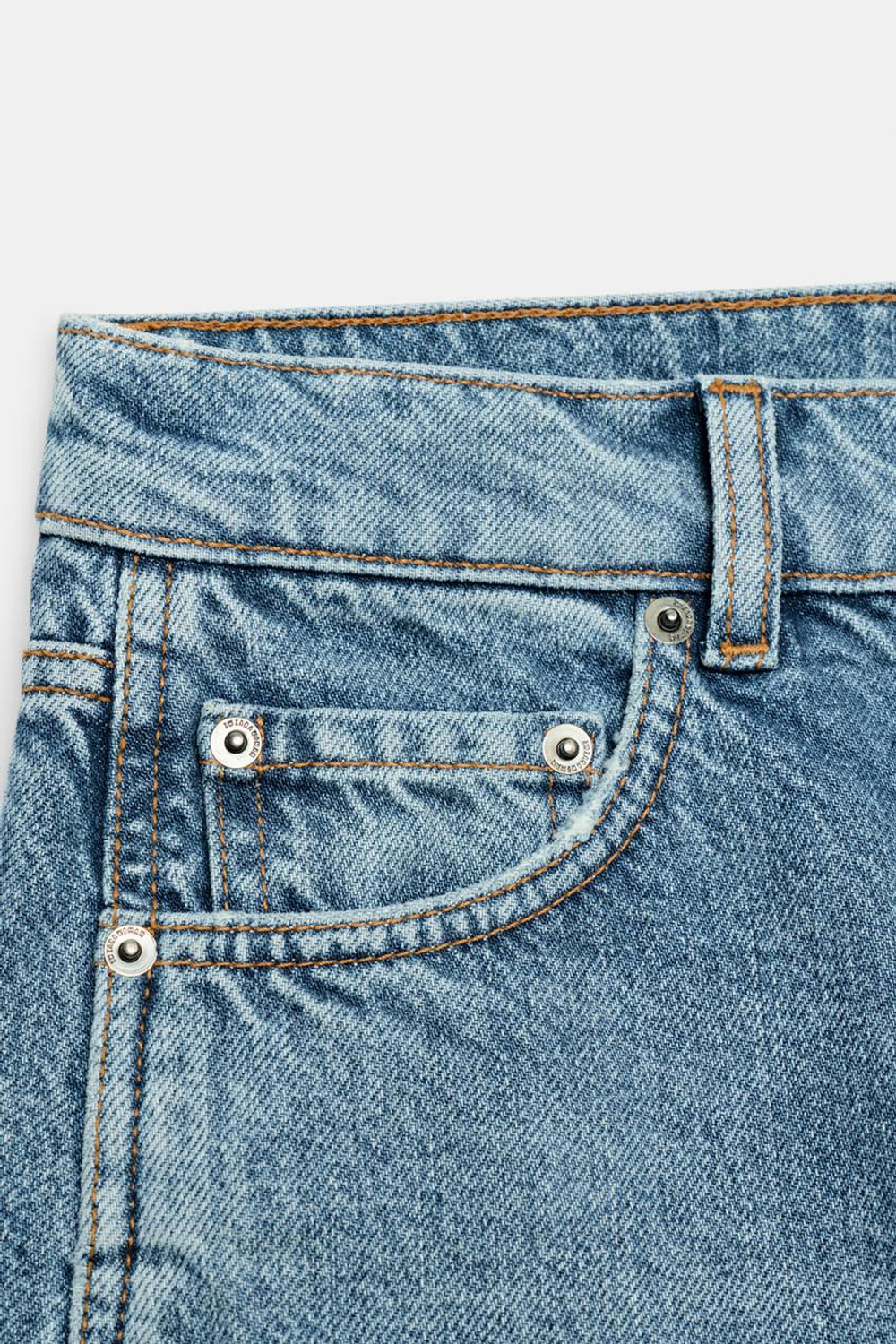 ZARA ДЖИНСЫ CURVED STRAIGHT СО СРЕДНЕЙ ПОСАДКОЙ — ZW COLLECTION, ВЫЦВЕТШИЙ СИНИЙ