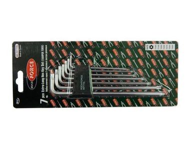 Набор ключей TORX Г-образных экстра длинных с отверстием 7пр.(Т10Н,Т15Н,Т20Н,Т25Н,Т27Н,Т30Н,Т40Н) в пластиковом держателе RockForce##Rock FORCE RF-5071TXL