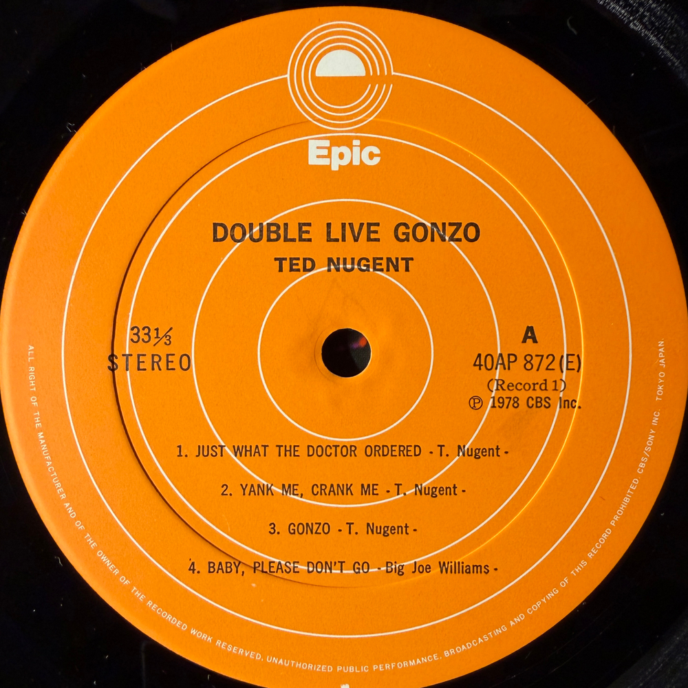 Ted Nugent ‎– Double Live Gonzo! 2LP (Япония 1978г.) Т
