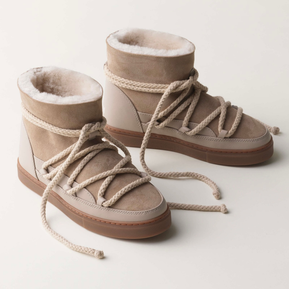 Высокие комбинированные кеды INUIKII Sneaker Classic Beige на меху