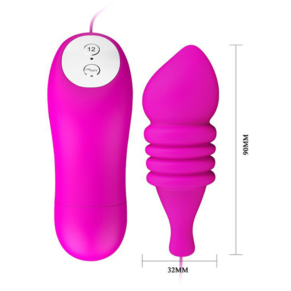 Вибропуля 9см с рёбрышками и выносным пультом управления Baile Pleasure Shell BI-014150
