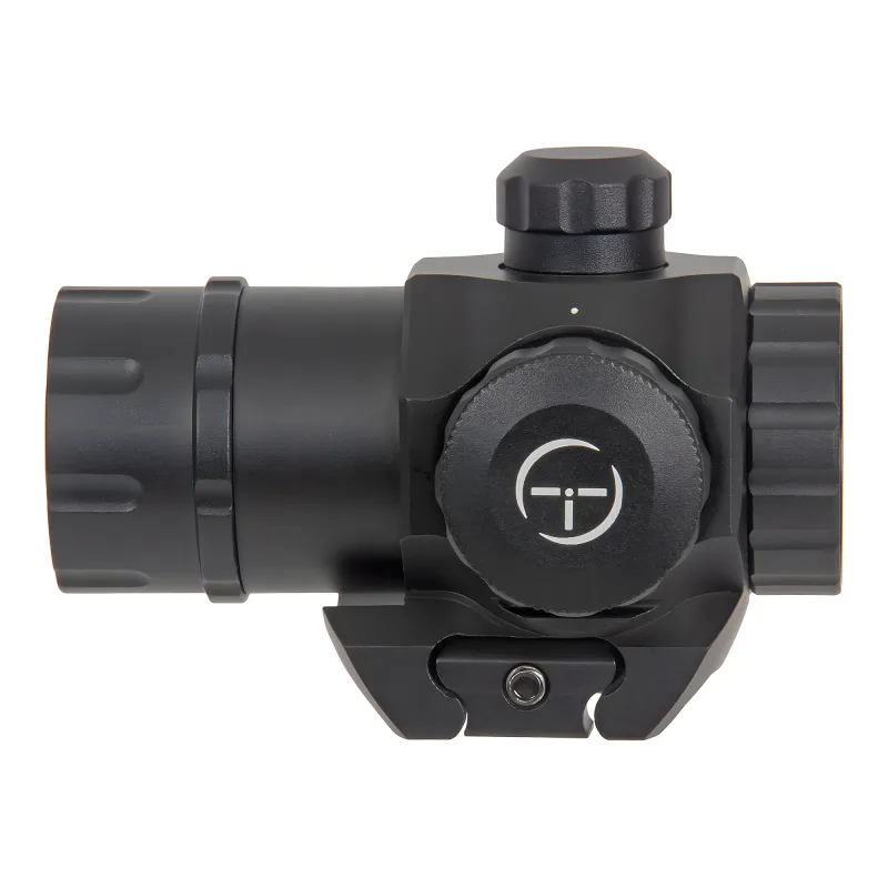 Коллиматор Target Optic 1x21, Weaver, зелёная/красная марка, точка 2 MOA - вид сбоку, крышка отсека батареи